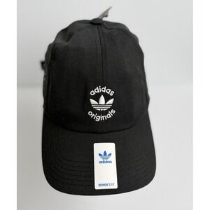 Adidas Originals Women's Fit Black Strapback Hat Trefoil Logo